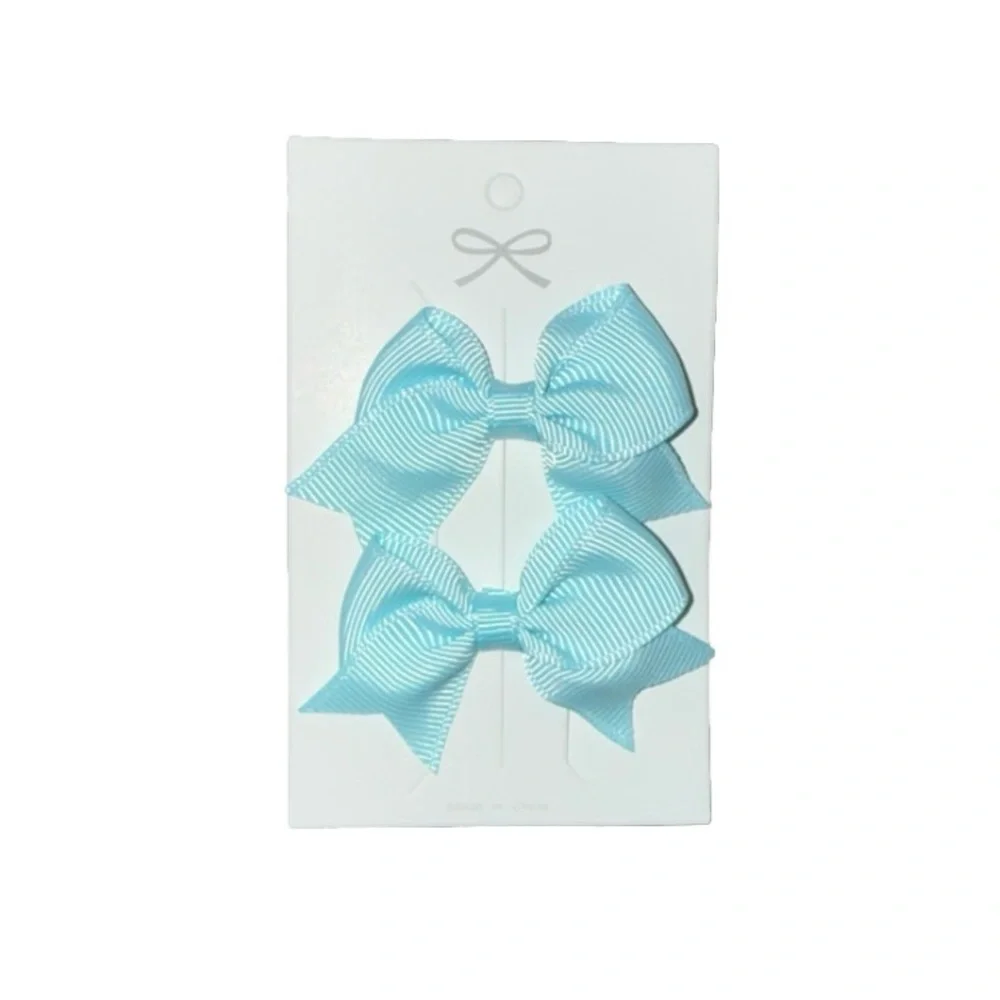 Grosgrain Bow Hair Clips Light Blue /Set of 2 Universal Hair Accessories NEW